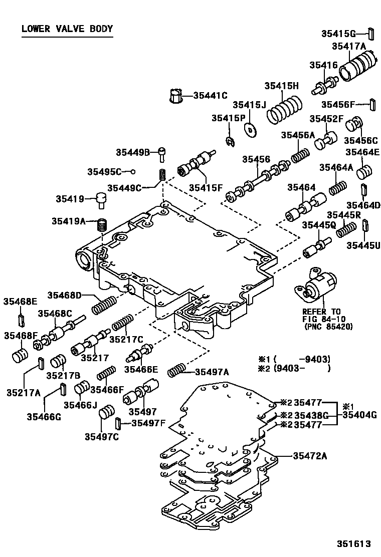Toyota CAMRY 阀体和滤油网(ATM) EPC diagram — 351613