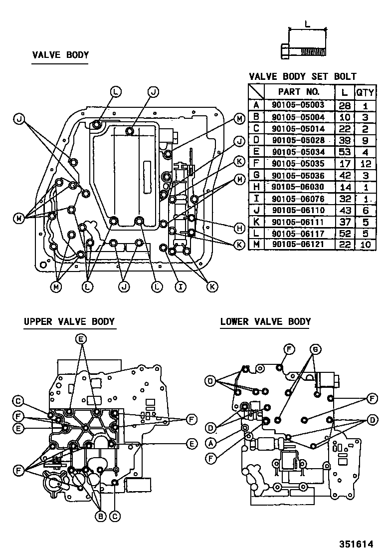Toyota CAMRY 阀体和滤油网(ATM) EPC diagram — 351614