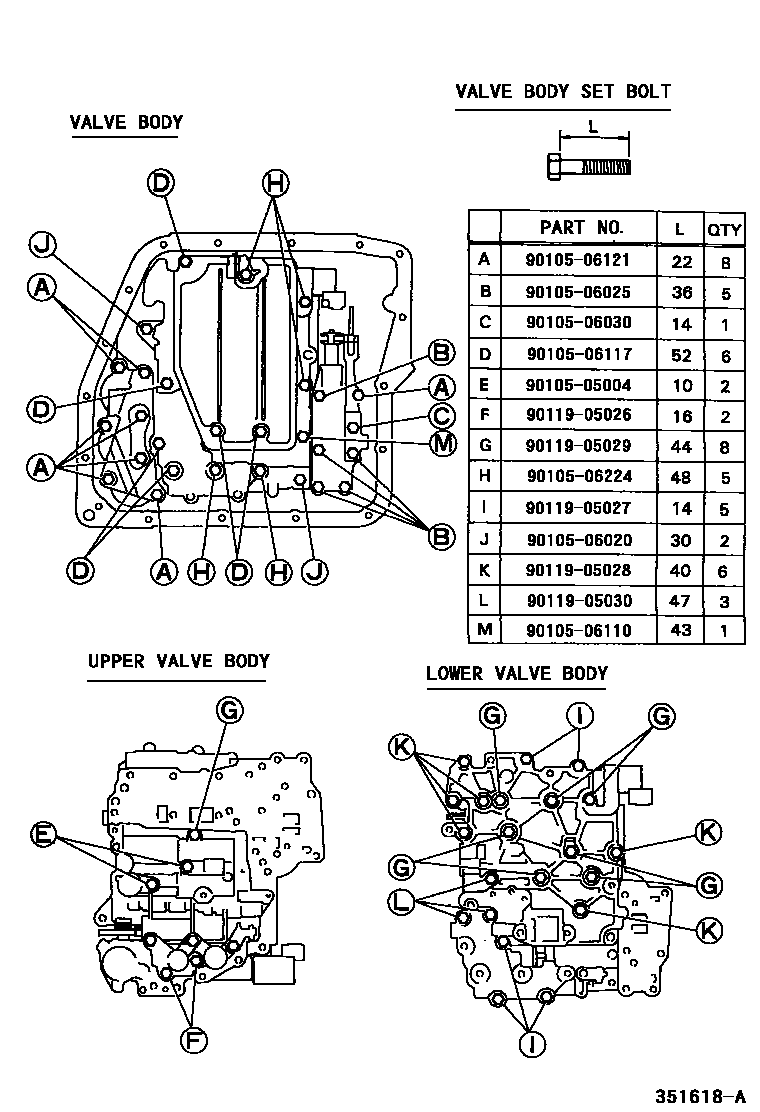 Toyota CAMRY 阀体和滤油网(ATM) EPC diagram — 351618A