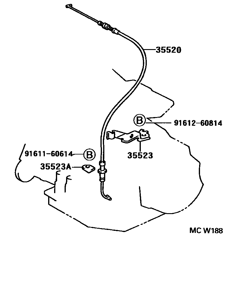 Toyota CAMRY 节气阀连杆和阀杆(ATM) EPC diagram — MCW188