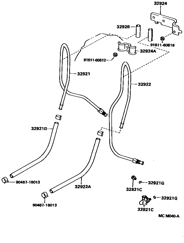 Toyota CAMRY 变速器油冷却器和配管(ATM) EPC diagram — MCM040A