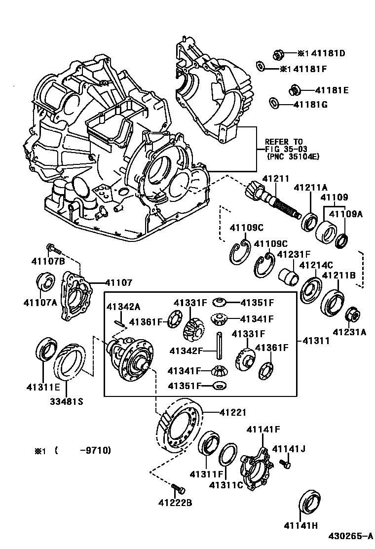 Toyota CAMRY 前桥壳和差速器 EPC diagram — 430265A
