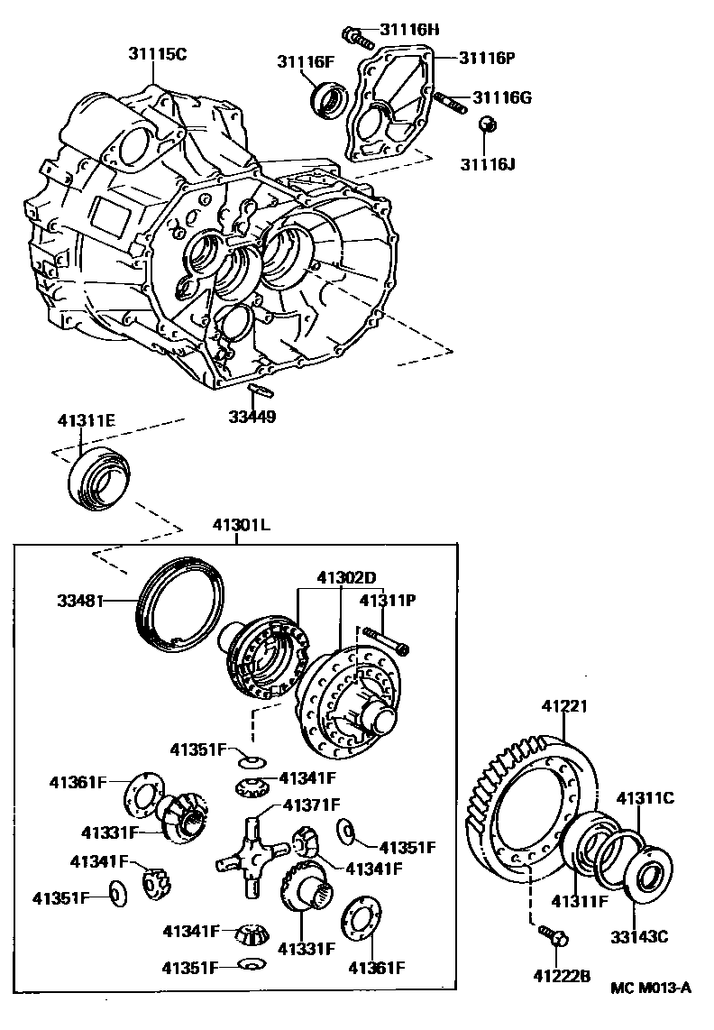 Toyota CAMRY 前桥壳和差速器 EPC diagram — MCM013A