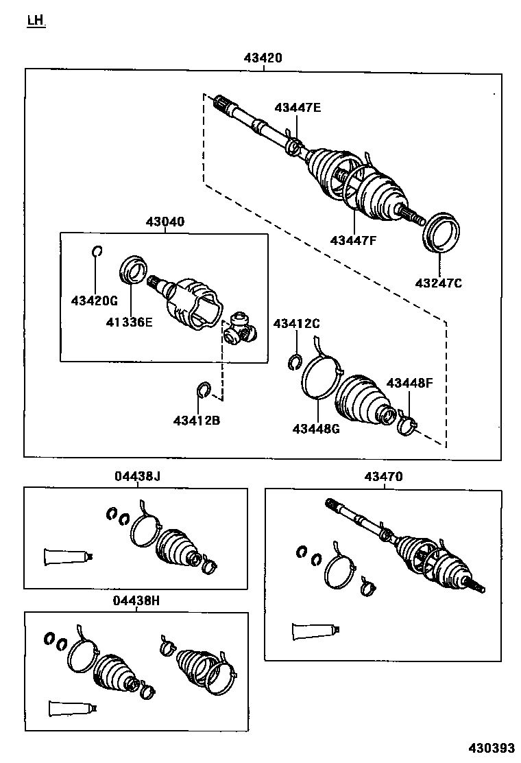 Toyota CAMRY Front Drive Shaft EPC diagram — 430393