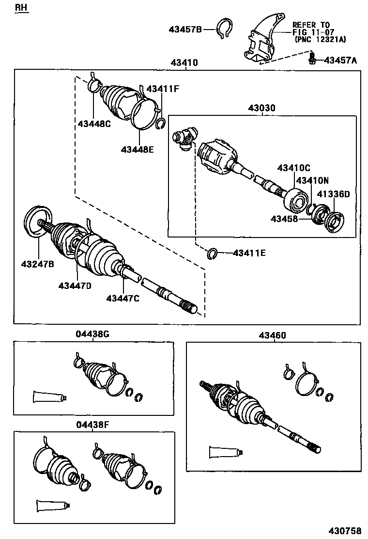 Toyota CAMRY Front Drive Shaft EPC diagram — 430758