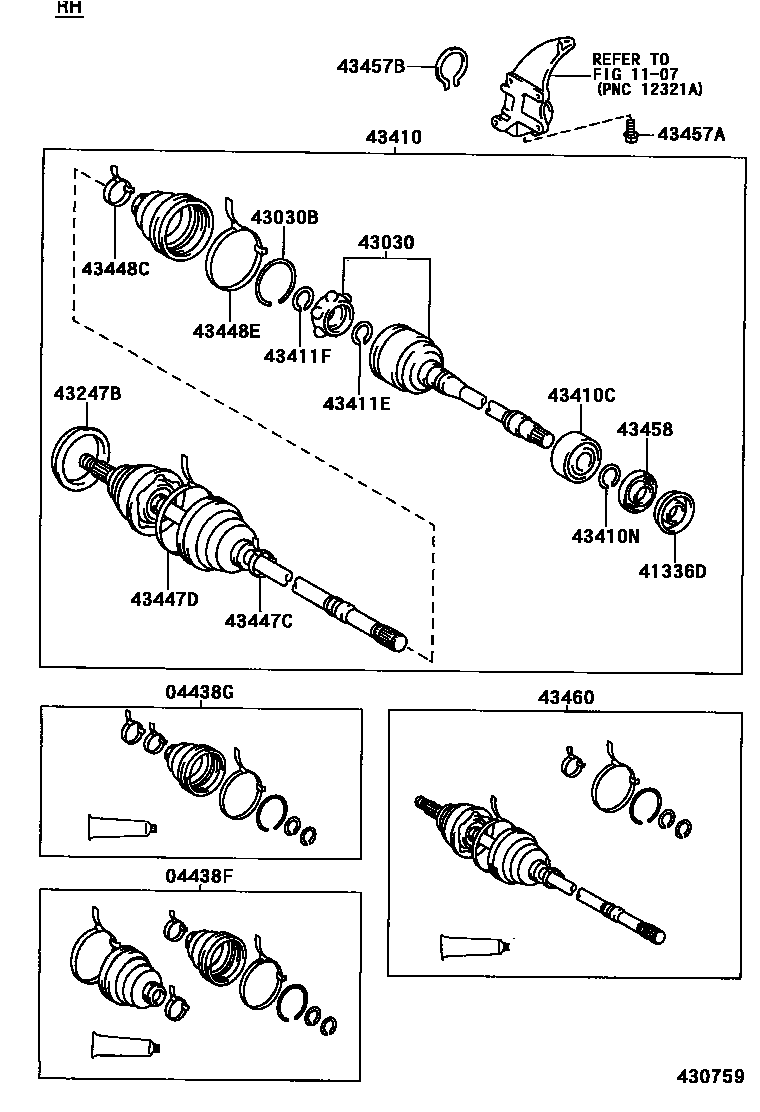 Toyota CAMRY Front Drive Shaft EPC diagram — 430759
