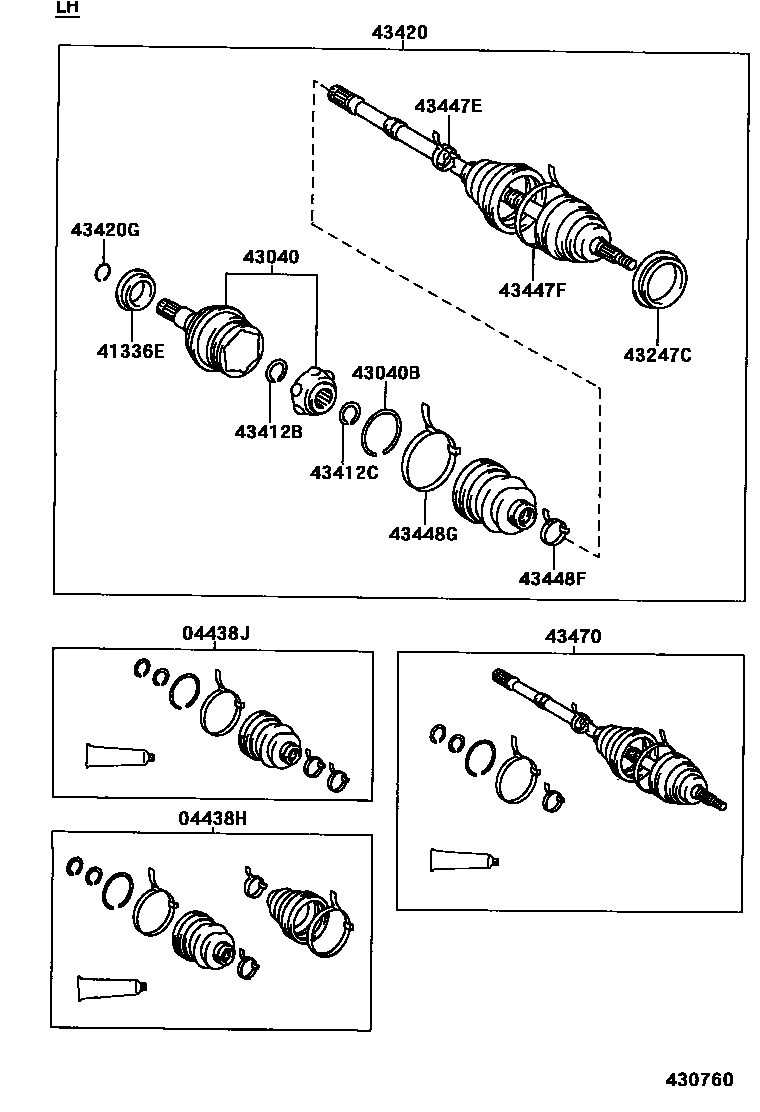 Toyota CAMRY Front Drive Shaft EPC diagram — 430760