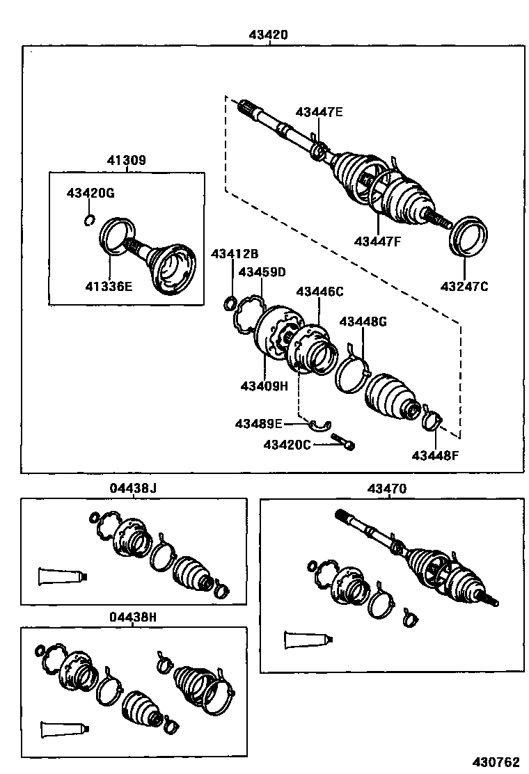 Toyota CAMRY Front Drive Shaft EPC diagram — 430762