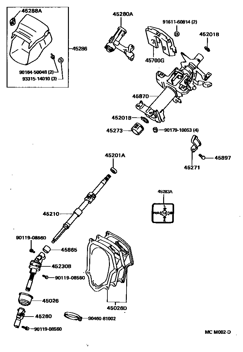 Toyota CAMRY Steering Column & Shaft EPC diagram — MCM002D