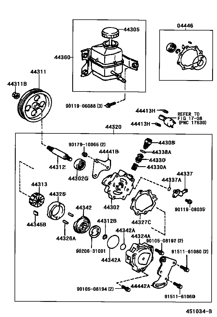 Toyota CAMRY 叶片泵和储油罐(动力转向) EPC diagram — 451034B