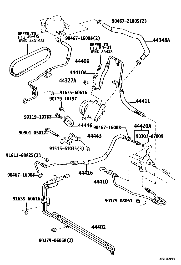 Toyota CAMRY 动力转向配管 EPC diagram — 451038B