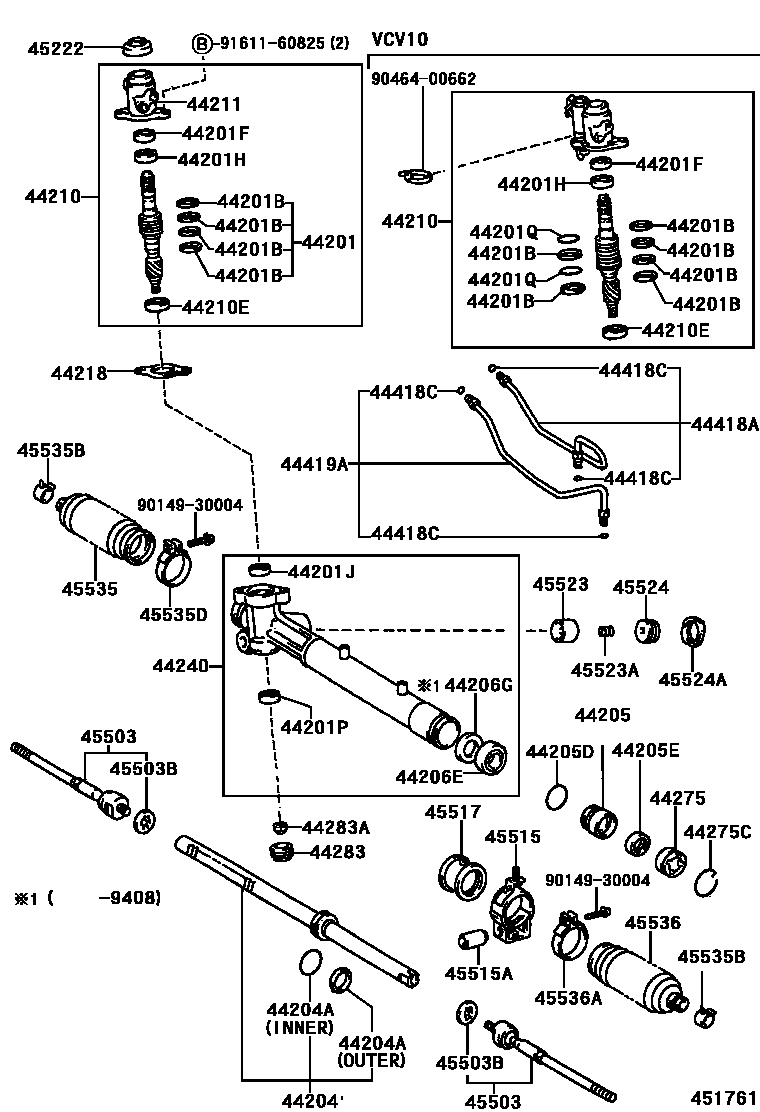 Toyota CAMRY 前转向齿轮和连杆 EPC diagram — 451761