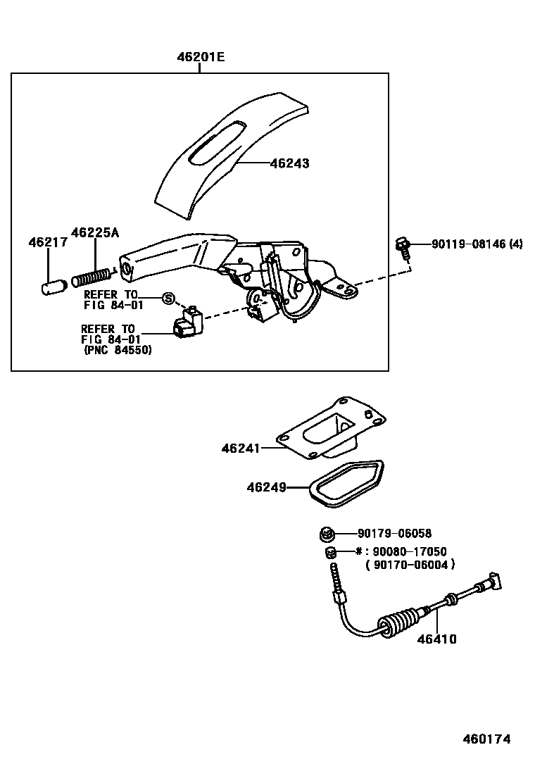 Toyota CAMRY Parking Brake & Cable EPC diagram — 460174