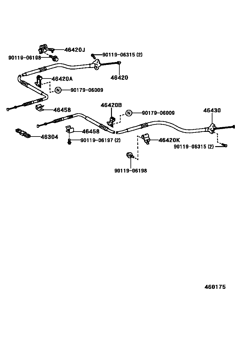 Toyota CAMRY Parking Brake & Cable EPC diagram — 460175