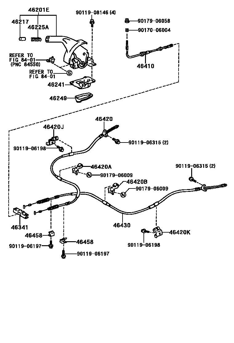 Toyota CAMRY Parking Brake & Cable EPC diagram — 460176