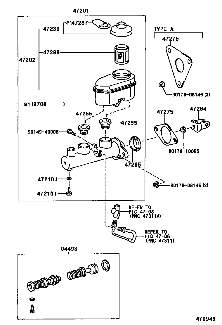 Toyota CAMRY 制动总泵 EPC diagram — 470949