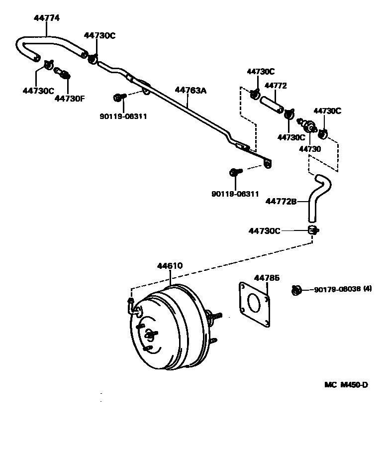 Toyota CAMRY 制动助力器和真空管 EPC diagram — MCM450D
