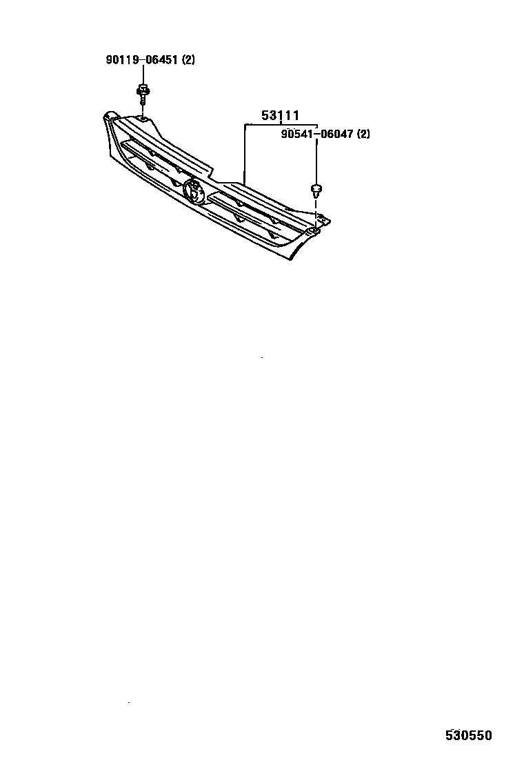 Toyota CAMRY radiator grille EPC diagram — 530550