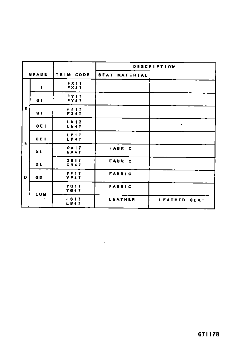 Toyota CAMRY 前门板和前门玻璃 EPC diagram — 671178