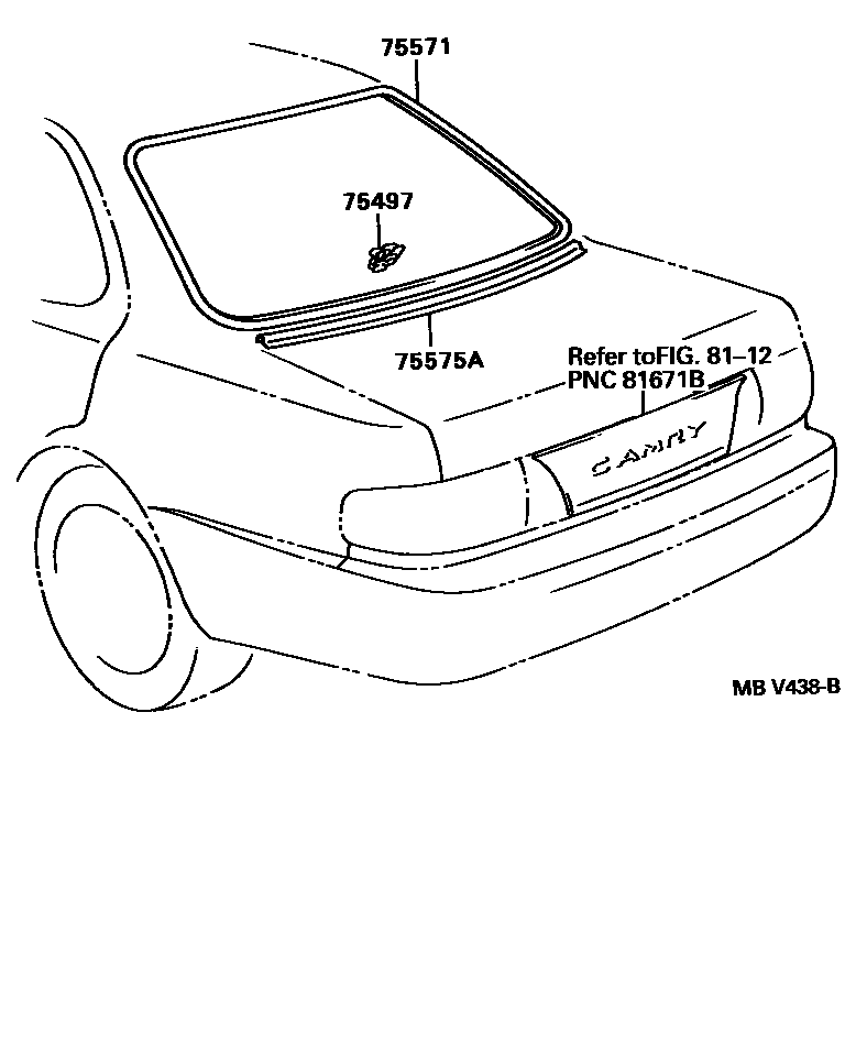 Toyota CAMRY 后防护条 EPC diagram — MBV438B