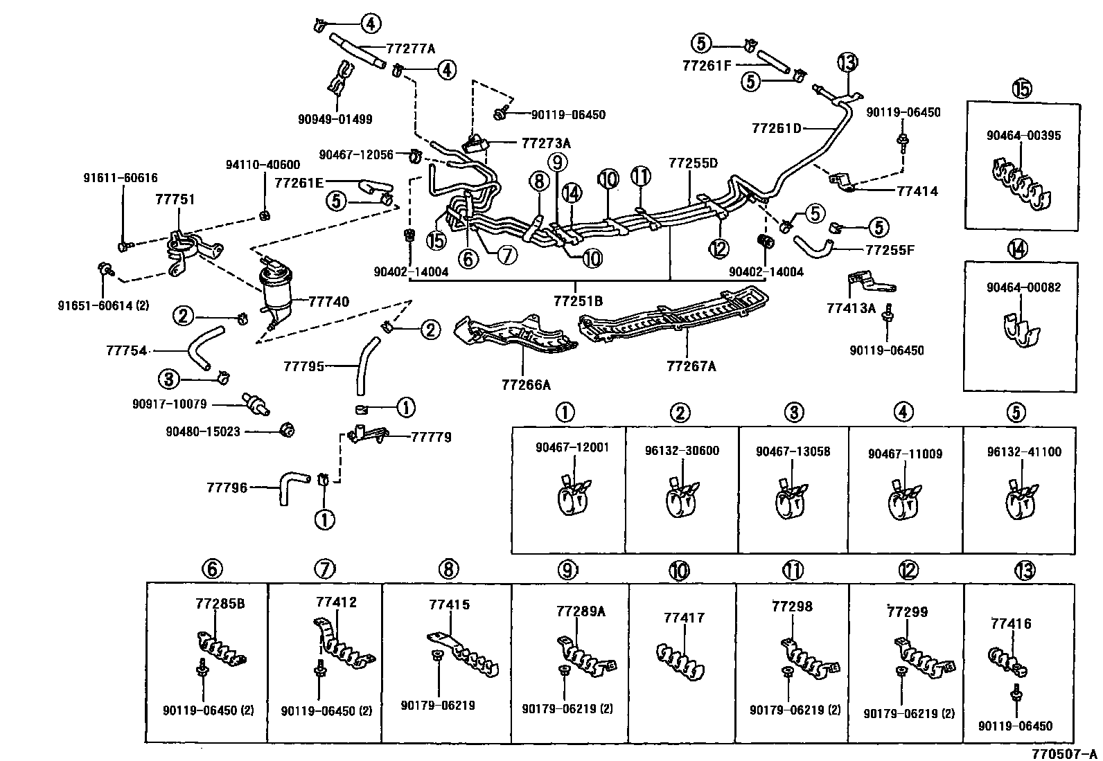 Toyota CAMRY 燃油箱和燃油管 EPC diagram — 770507A