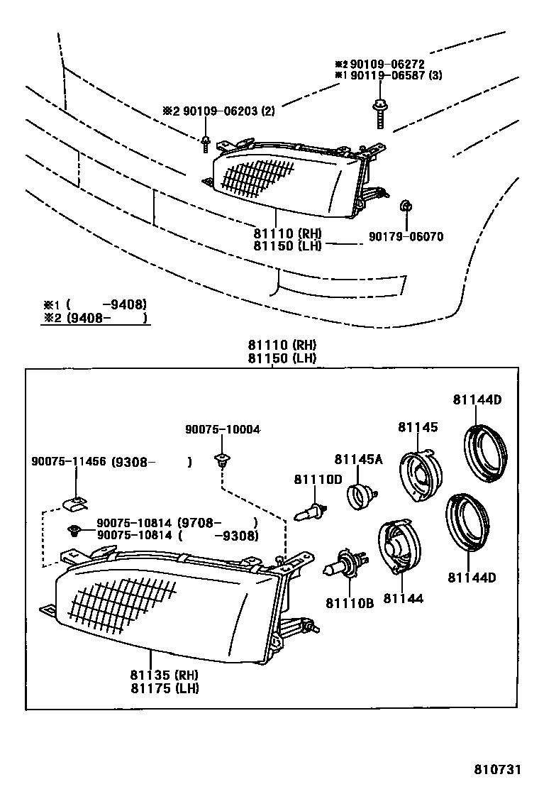 Toyota CAMRY Headlamp EPC diagram — 810731