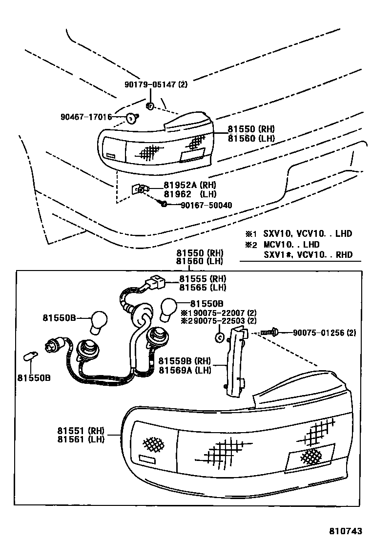 Toyota CAMRY 后组合灯 EPC diagram — 810743