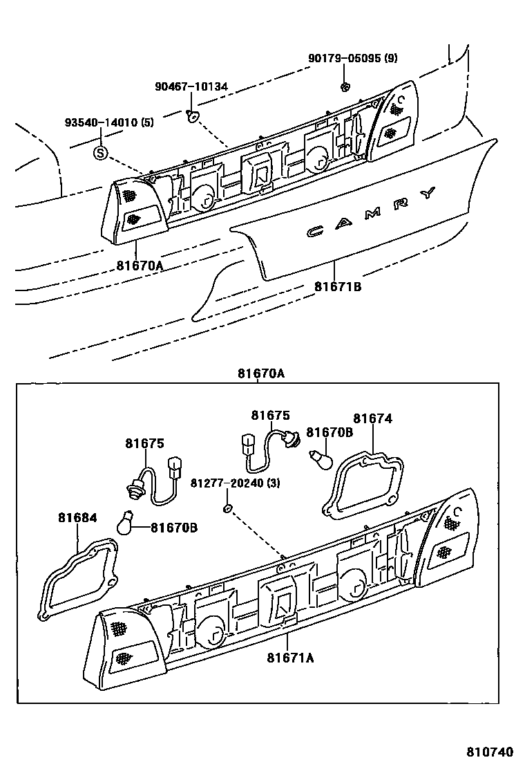 Toyota CAMRY 倒车灯 EPC diagram — 810740
