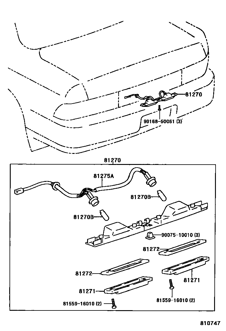 Toyota CAMRY 后牌照灯 EPC diagram — 810747