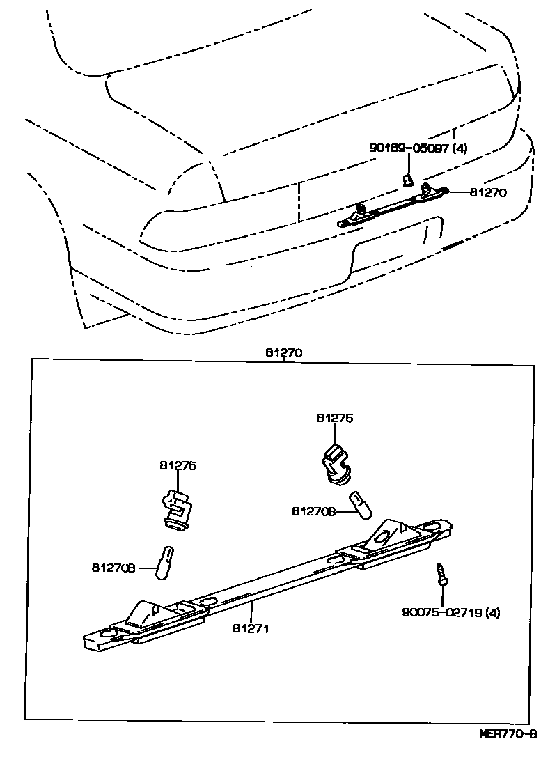 Toyota CAMRY 后牌照灯 EPC diagram — MER770B