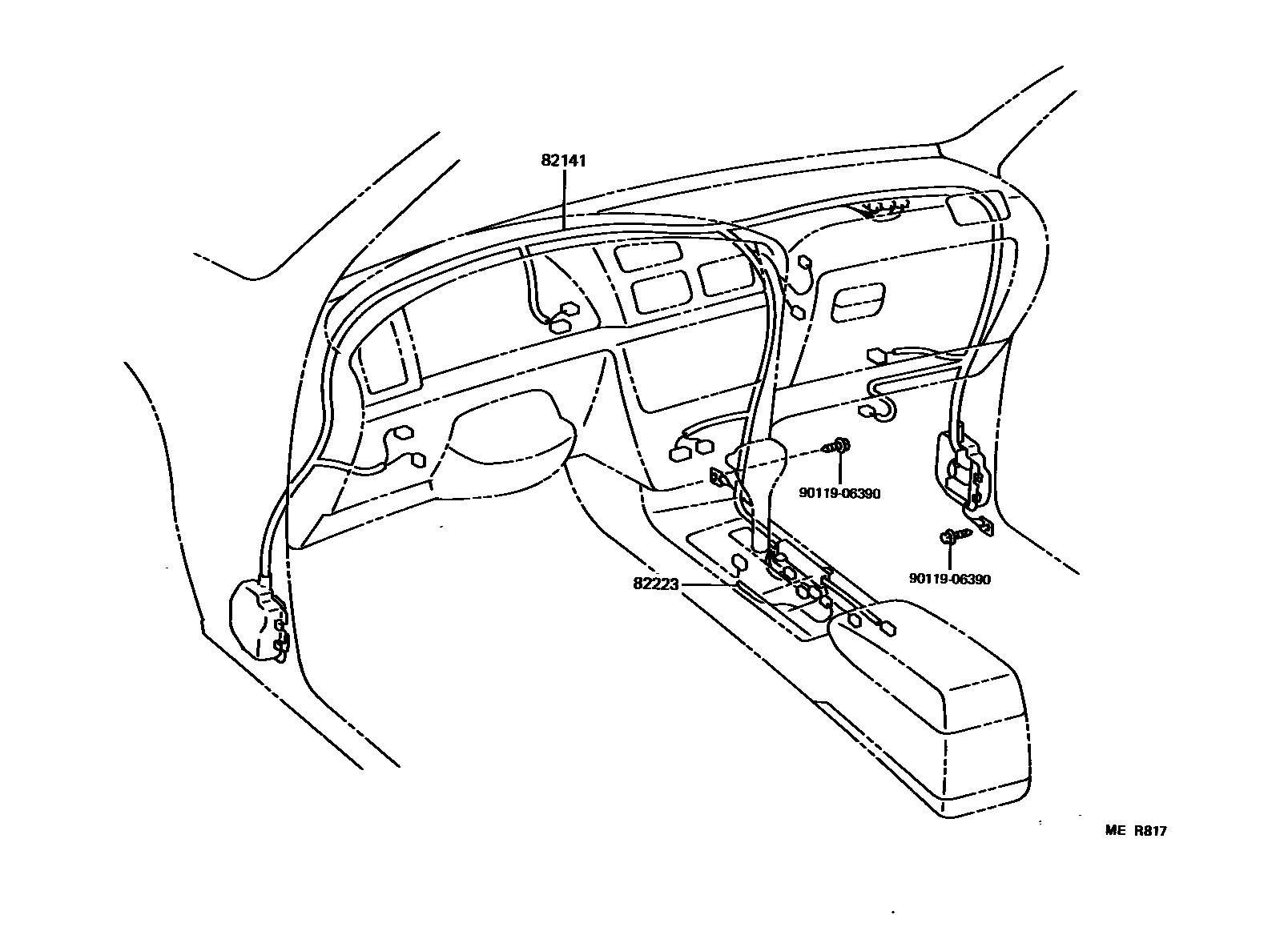 Toyota CAMRY 线束和卡夹 EPC diagram — MER817