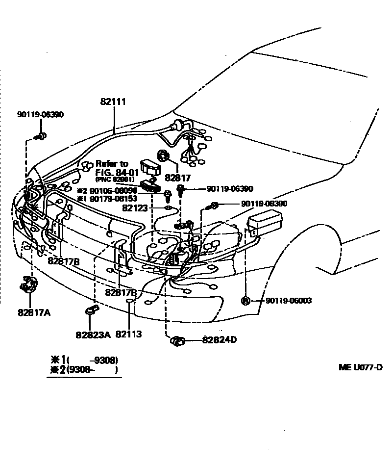 Toyota CAMRY 线束和卡夹 EPC diagram — MEU077D