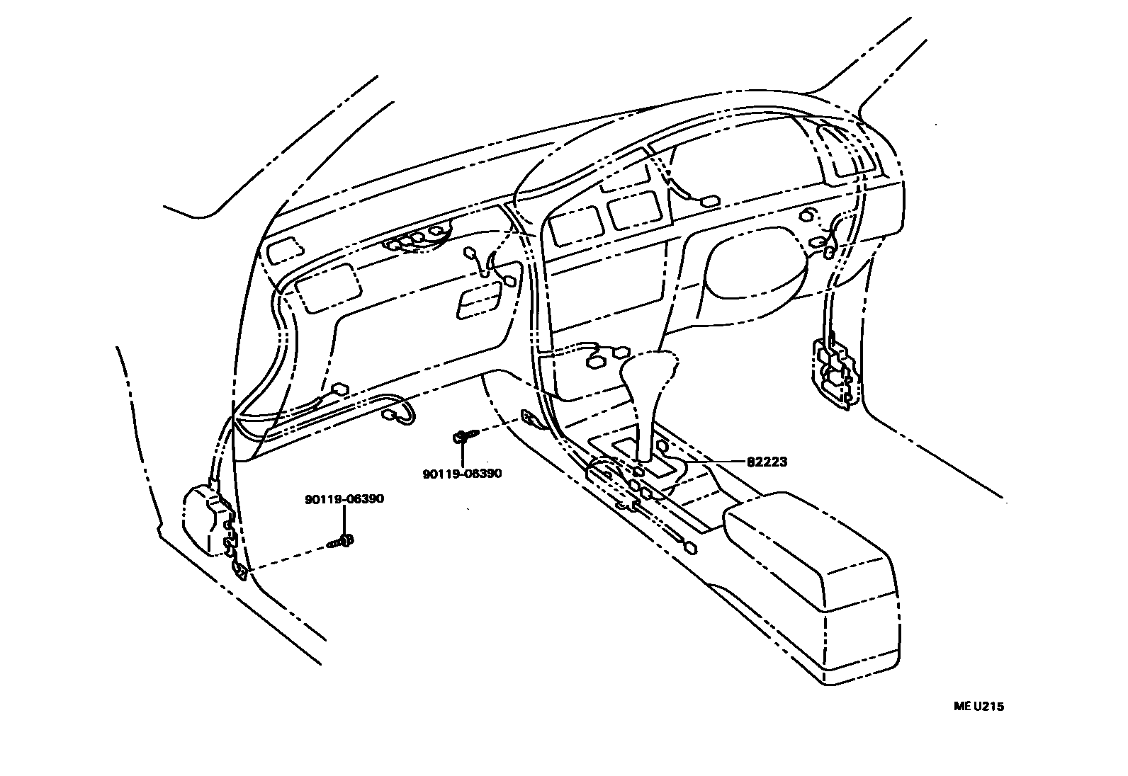 Toyota CAMRY 线束和卡夹 EPC diagram — MEU215
