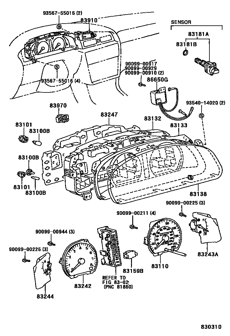 Toyota CAMRY 仪表 EPC diagram — 830310
