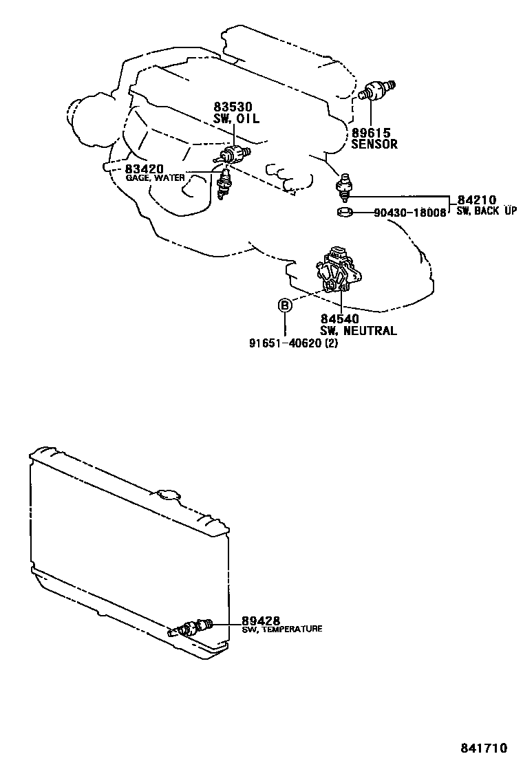 Toyota CAMRY 开关和继电器和ECU EPC diagram — 841710