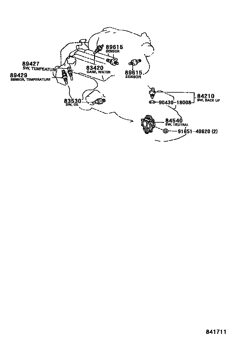 Toyota CAMRY 开关和继电器和ECU EPC diagram — 841711