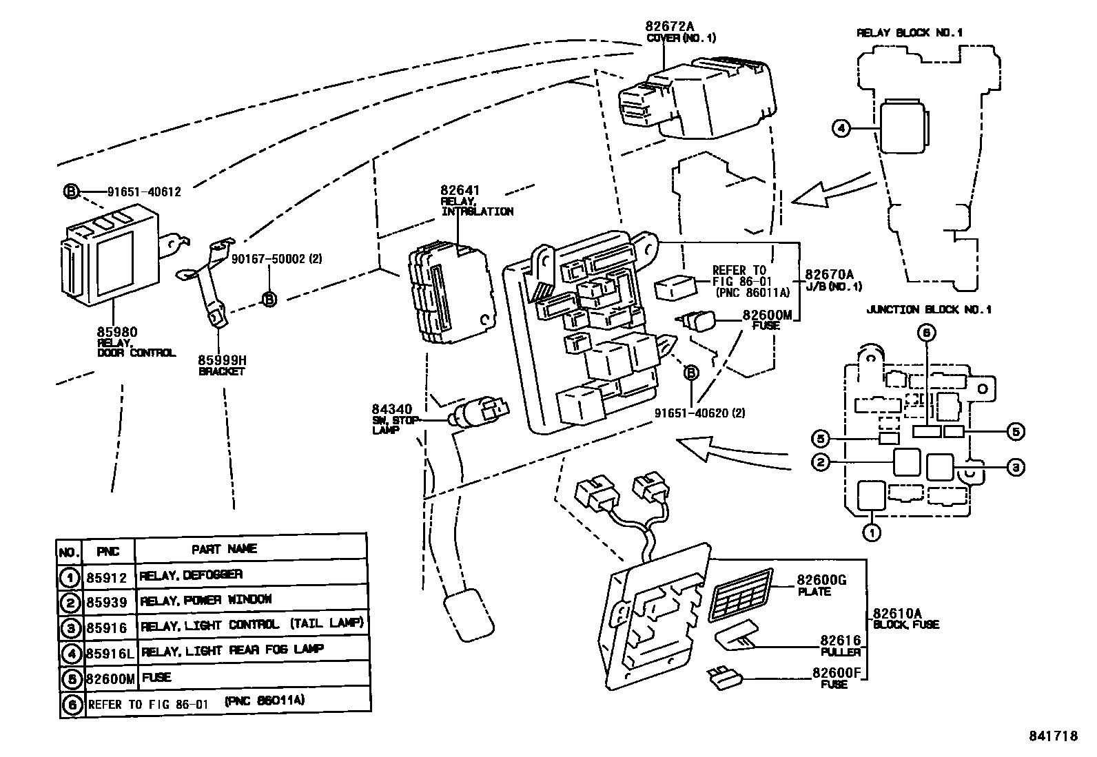 Toyota CAMRY 开关和继电器和ECU EPC diagram — 841718