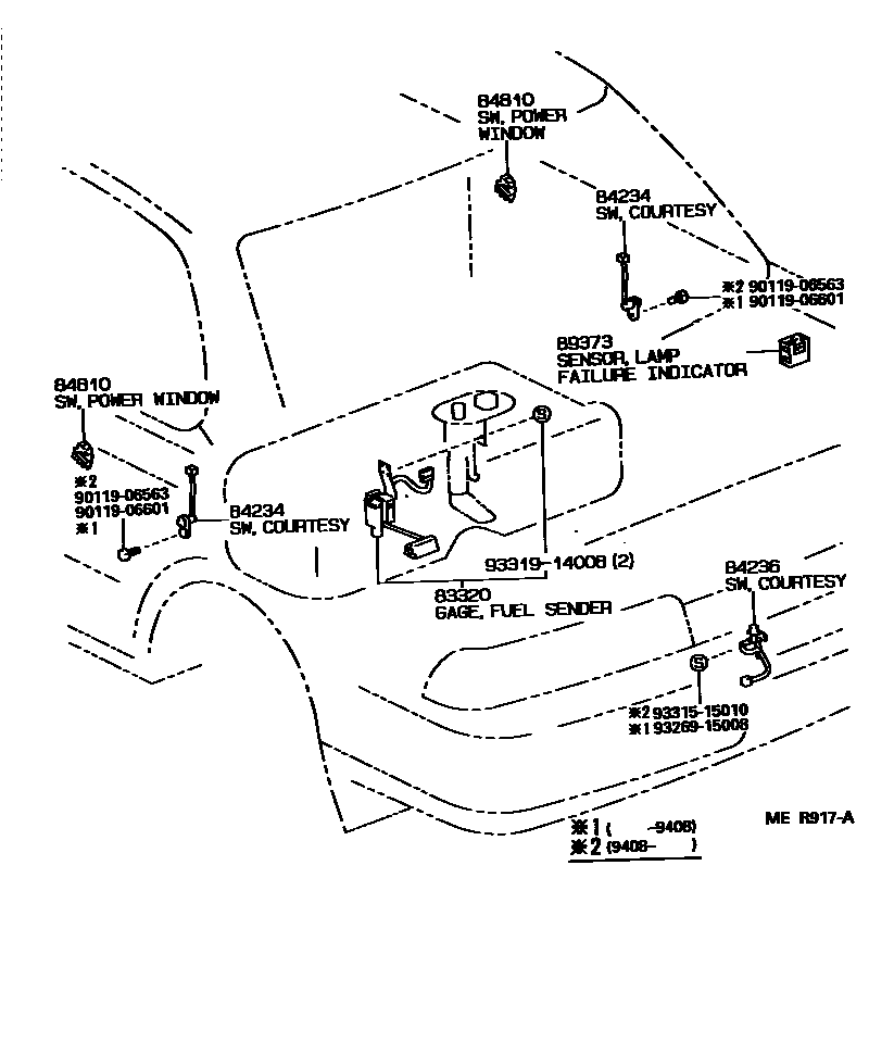 Toyota CAMRY 开关和继电器和ECU EPC diagram — MER917A