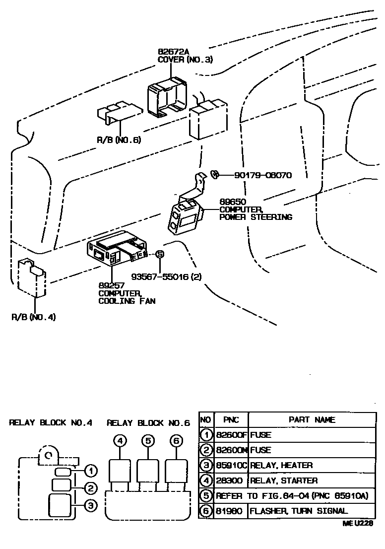 Toyota CAMRY 开关和继电器和ECU EPC diagram — MEU228
