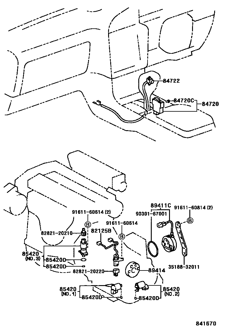 Toyota CAMRY 超速档和电子控制变速器 EPC diagram — 841670
