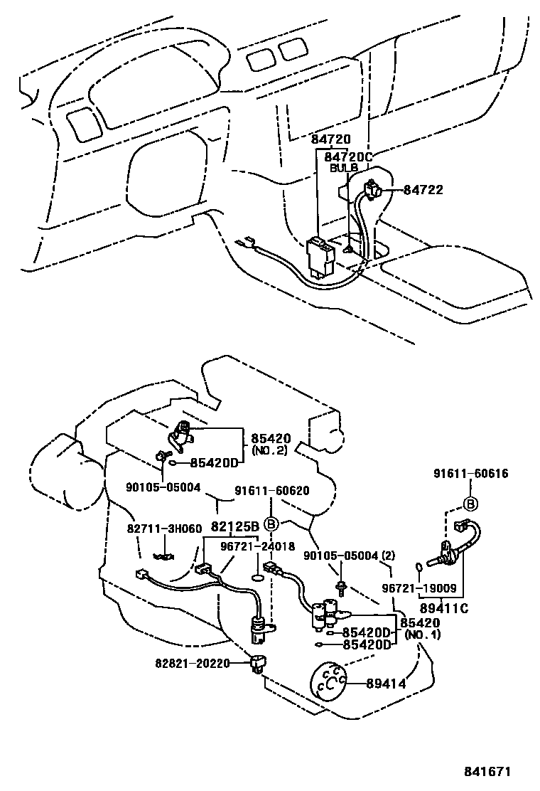 Toyota CAMRY 超速档和电子控制变速器 EPC diagram — 841671