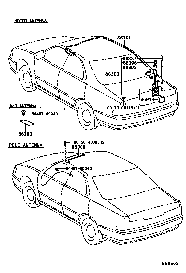 Toyota CAMRY antenna EPC diagram — 860563