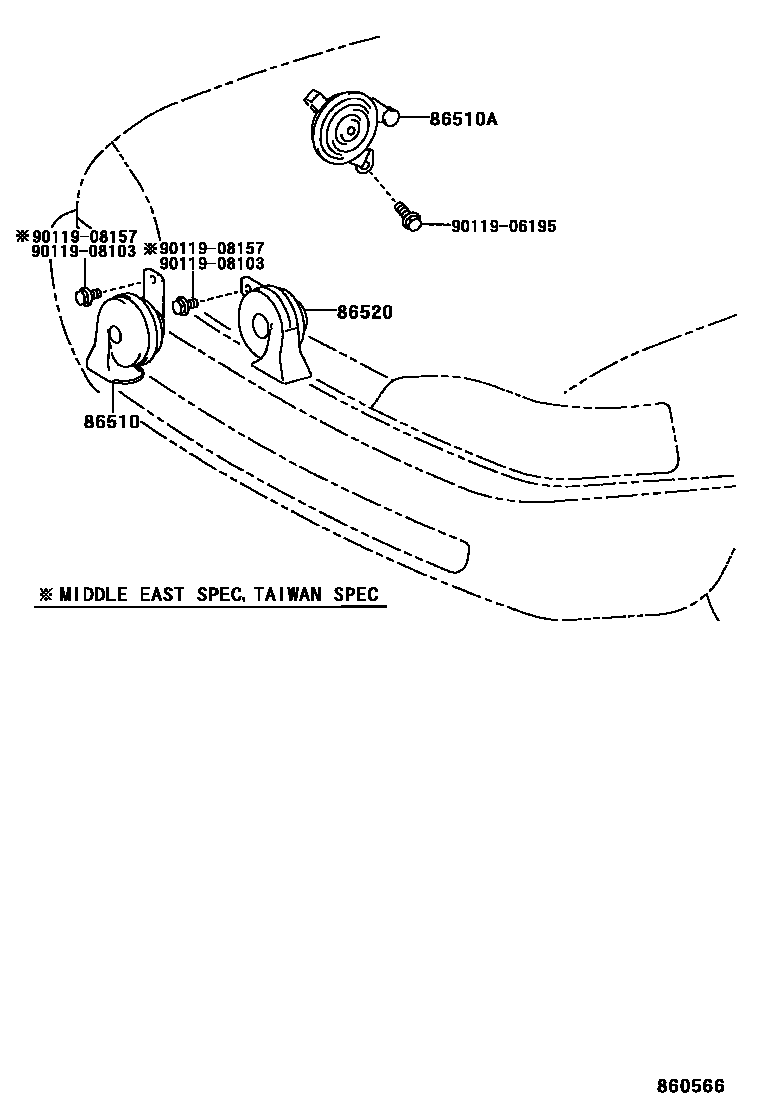 Toyota CAMRY 喇叭 EPC diagram — 860566