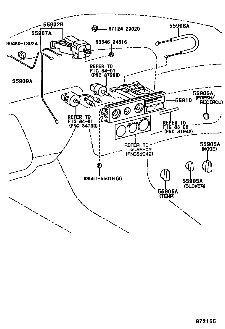 Toyota CAMRY 暖风和空调系统 - 控制器和风管 EPC diagram — 872165