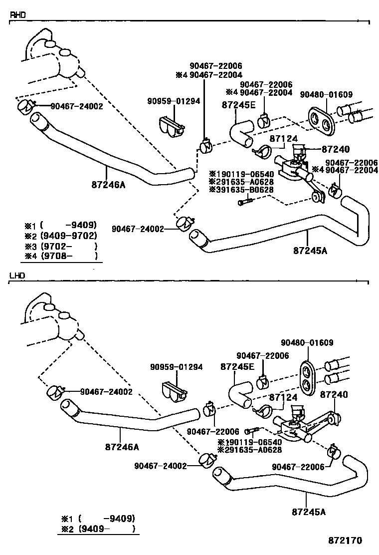Toyota CAMRY 暖风和空调系统 - 水管 EPC diagram — 872170