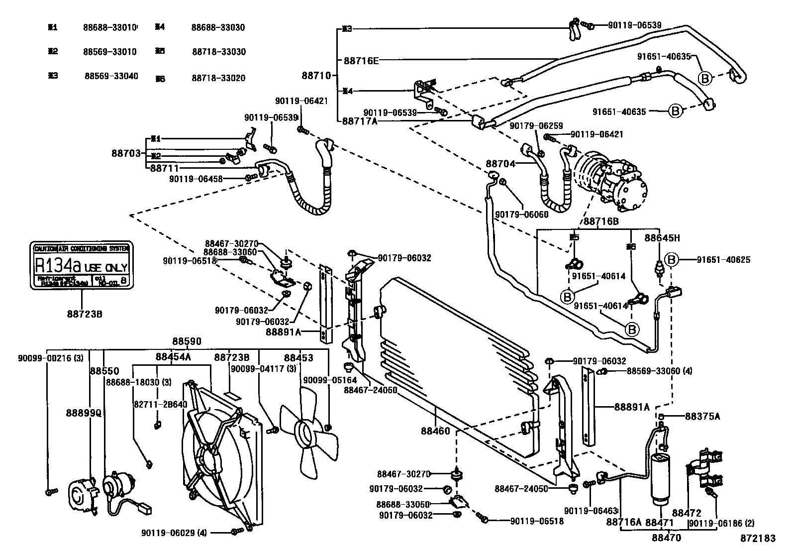 Toyota CAMRY Heating & Air Conditioning - Cooler Piping EPC diagram — 872183