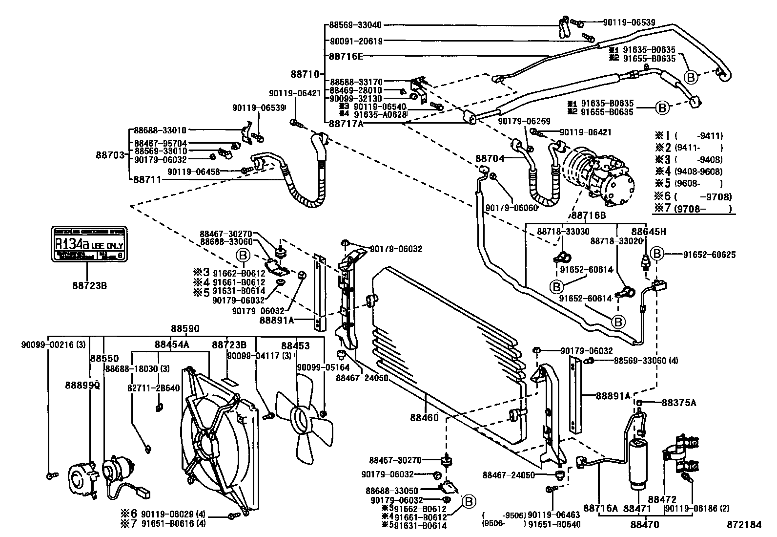 Toyota CAMRY Heating & Air Conditioning - Cooler Piping EPC diagram — 872184