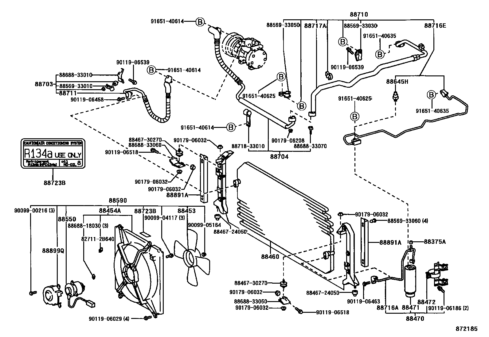 Toyota CAMRY Heating & Air Conditioning - Cooler Piping EPC diagram — 872185