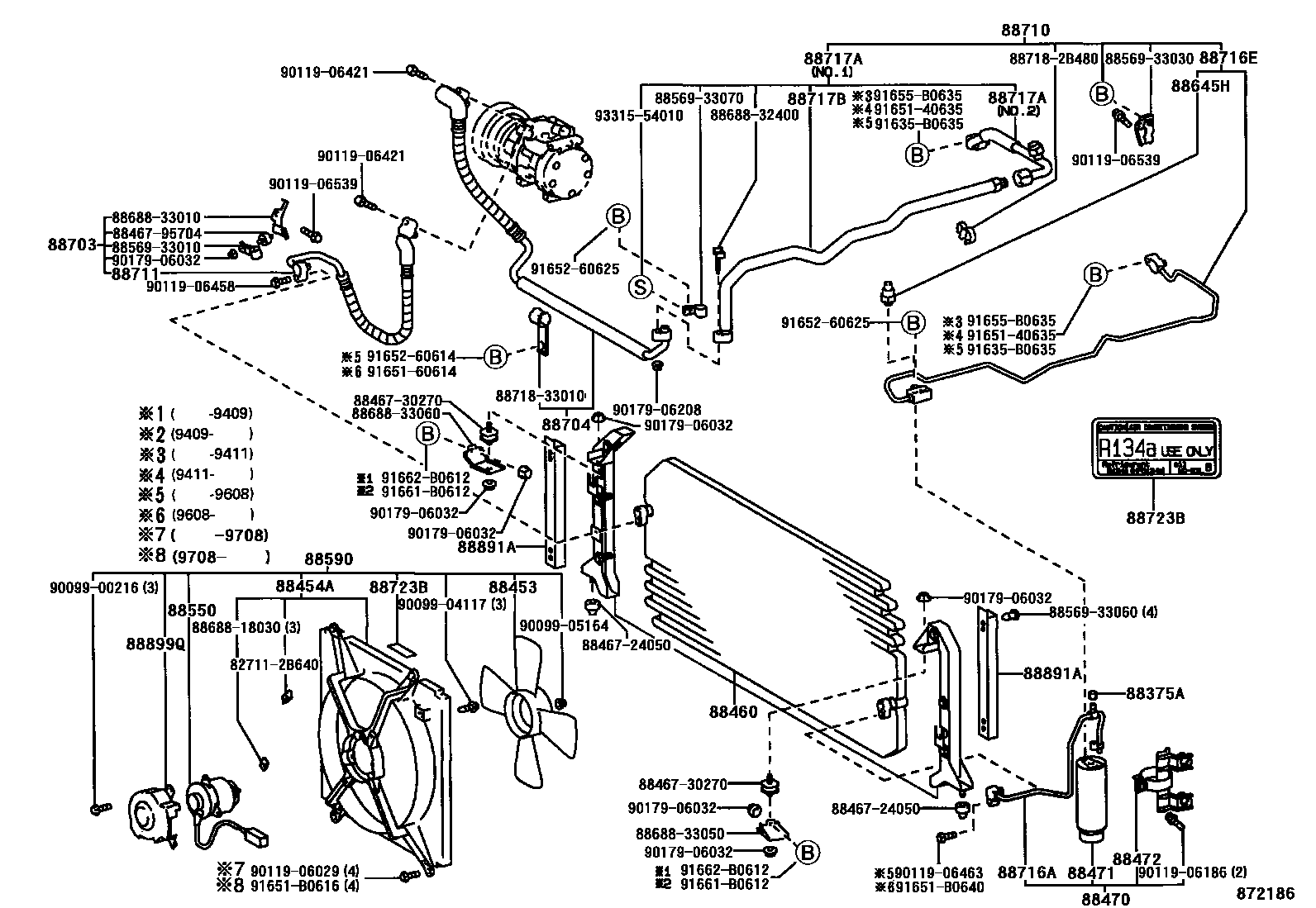 Toyota CAMRY Heating & Air Conditioning - Cooler Piping EPC diagram — 872186