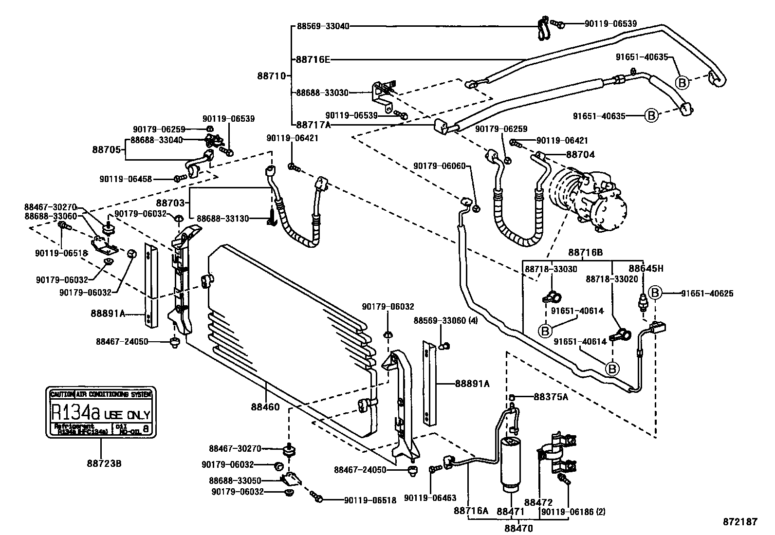 Toyota CAMRY Heating & Air Conditioning - Cooler Piping EPC diagram — 872187